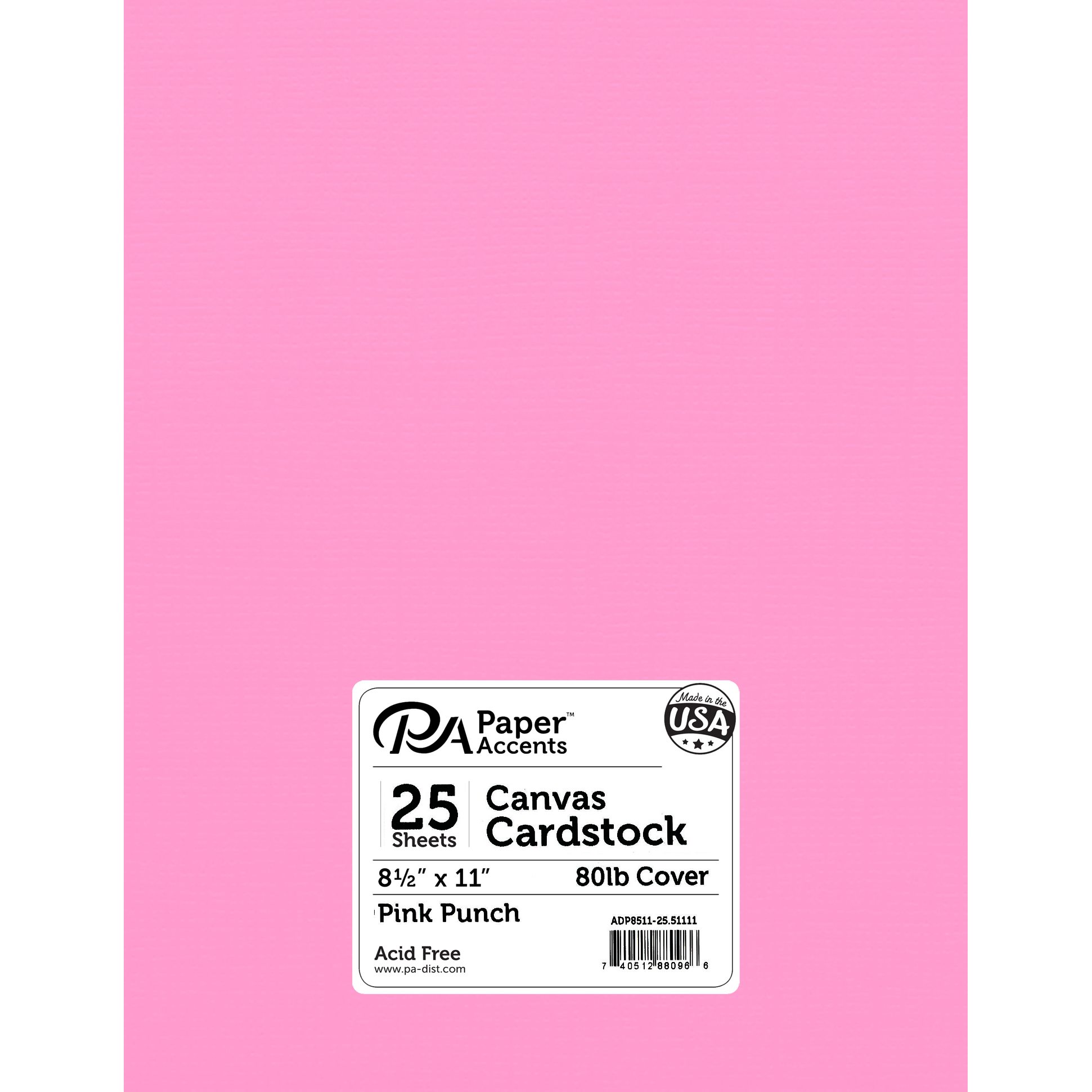 Paper Accents Cdstk Canvas 8.5x11 80lb Pink Punch